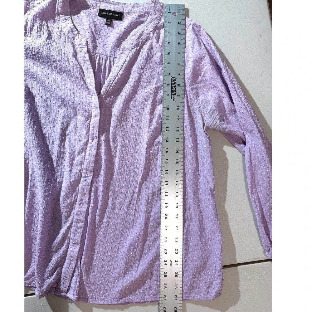 Lane Bryant Lavender Purple Swiss Dot Button‎ Front Blouse Top Size 14 Womens